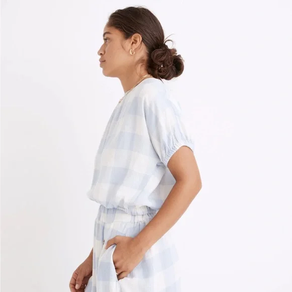 Madewell Linen Blend Michele Bubble Top & Side Button Midi Skirt - Picture 2 of 12